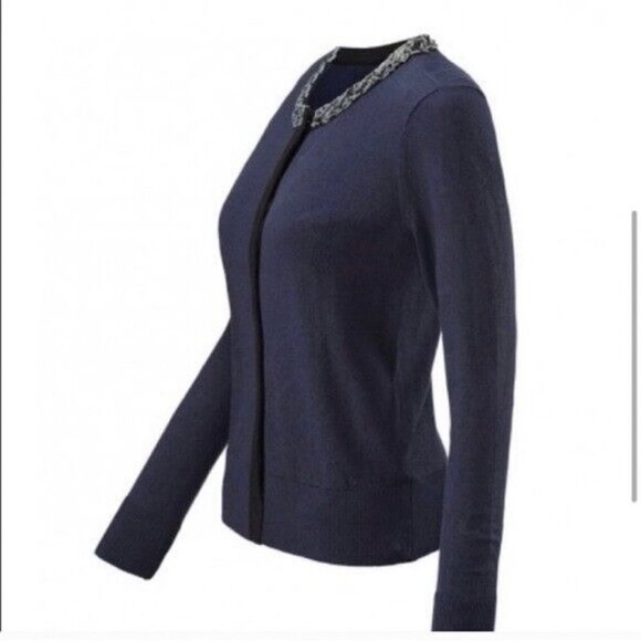 Cabi Style 3304 Formal Cardigan Womens Size S Midnight Blue Long Slv Embellished - Picture 7 of 8